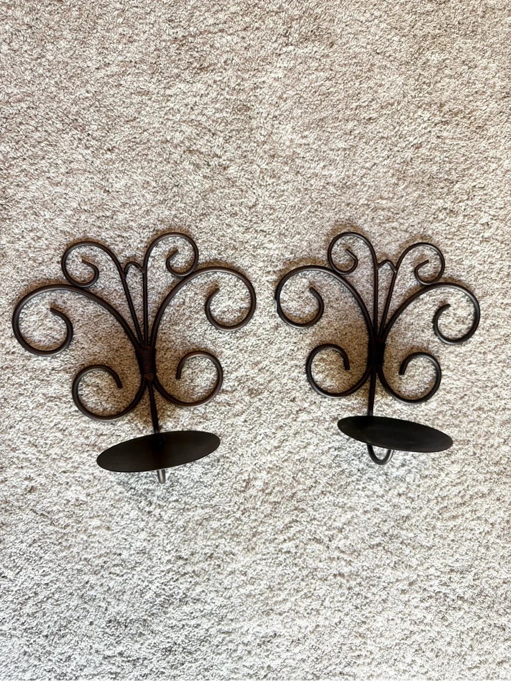 Decorative Metal Wall Candle Sconce Holder Set of 2 Hanging Wall Mounted
